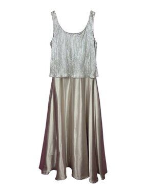 Cachet Vintage Gold Champagne Overlay Maxi Dress Women's 14 US